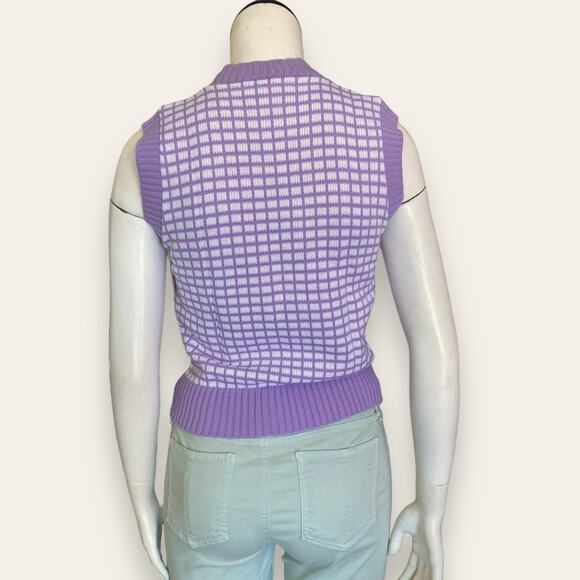 VTG Preppy Pull Over Purple/White Crosshatch Vest - Small - Picture 3 of 4